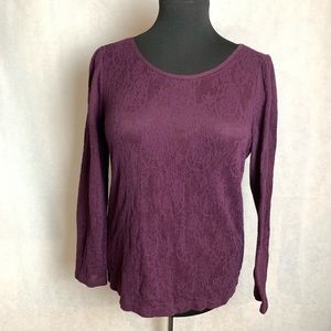 Loft Ann Taylor lace purple top. Large
